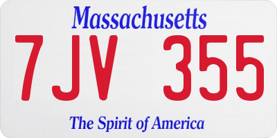 MA license plate 7JV355