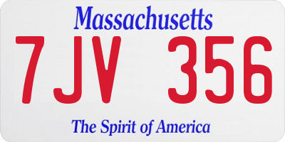 MA license plate 7JV356