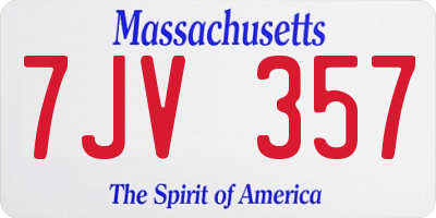 MA license plate 7JV357