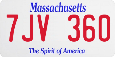 MA license plate 7JV360