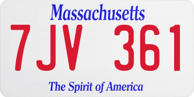 MA license plate 7JV361