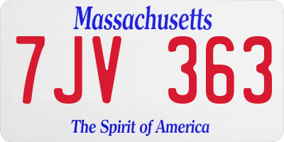 MA license plate 7JV363