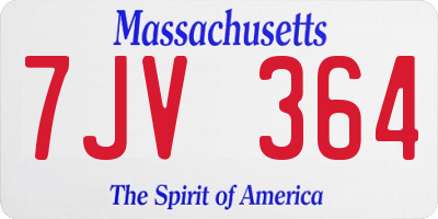 MA license plate 7JV364