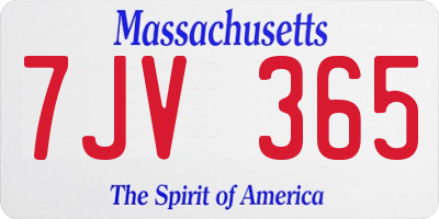 MA license plate 7JV365