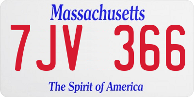 MA license plate 7JV366