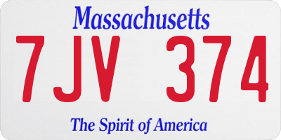 MA license plate 7JV374