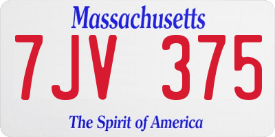 MA license plate 7JV375