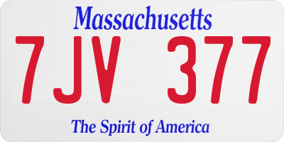 MA license plate 7JV377