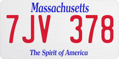 MA license plate 7JV378