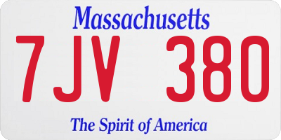 MA license plate 7JV380