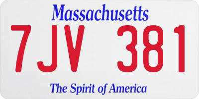 MA license plate 7JV381