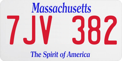 MA license plate 7JV382
