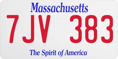 MA license plate 7JV383