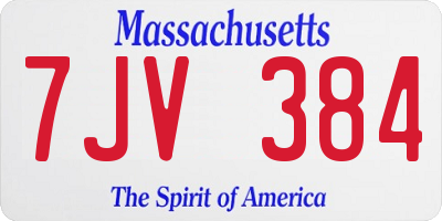 MA license plate 7JV384