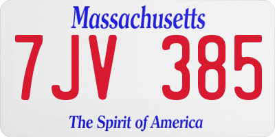 MA license plate 7JV385