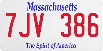 MA license plate 7JV386