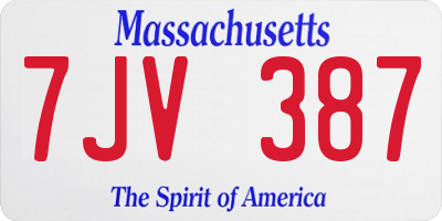 MA license plate 7JV387
