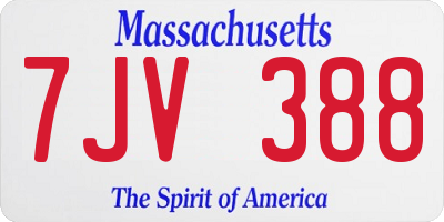 MA license plate 7JV388