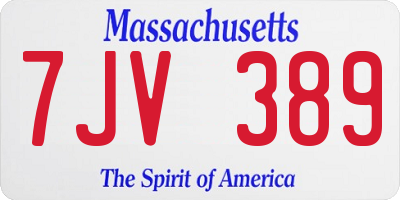 MA license plate 7JV389