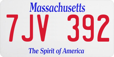 MA license plate 7JV392