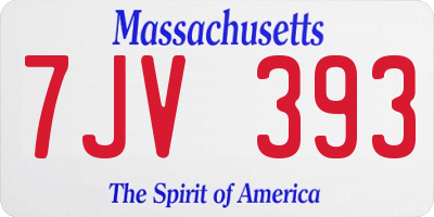 MA license plate 7JV393