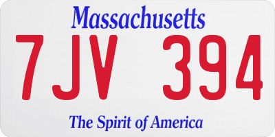 MA license plate 7JV394