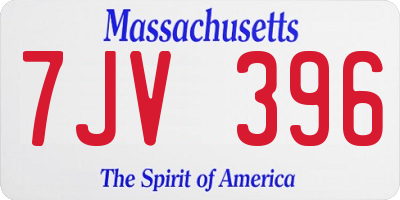 MA license plate 7JV396