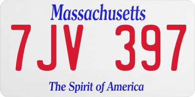 MA license plate 7JV397