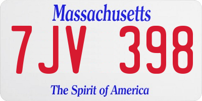 MA license plate 7JV398