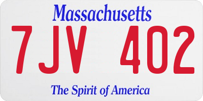 MA license plate 7JV402