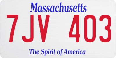 MA license plate 7JV403