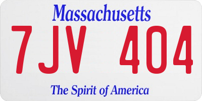 MA license plate 7JV404