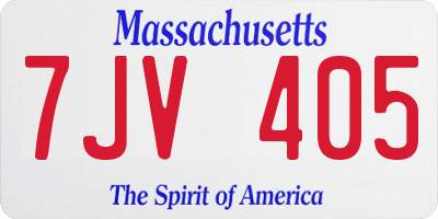 MA license plate 7JV405