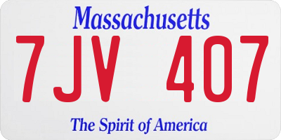 MA license plate 7JV407