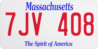MA license plate 7JV408