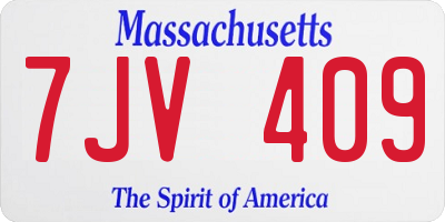 MA license plate 7JV409