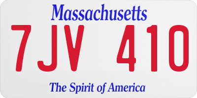 MA license plate 7JV410