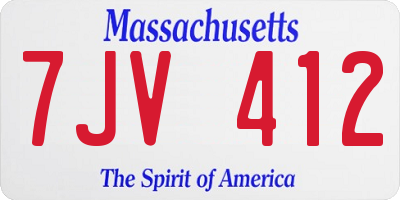 MA license plate 7JV412
