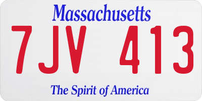 MA license plate 7JV413