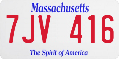 MA license plate 7JV416