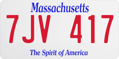 MA license plate 7JV417