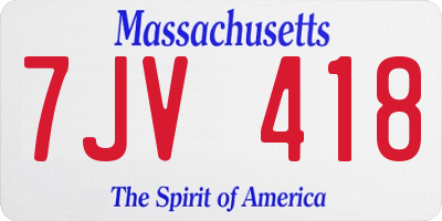 MA license plate 7JV418