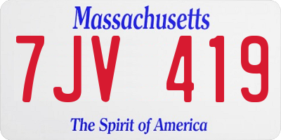MA license plate 7JV419