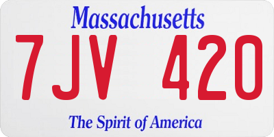 MA license plate 7JV420