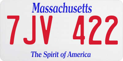 MA license plate 7JV422
