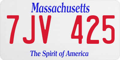 MA license plate 7JV425