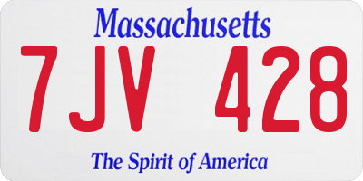 MA license plate 7JV428