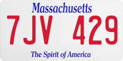 MA license plate 7JV429