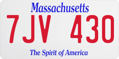 MA license plate 7JV430