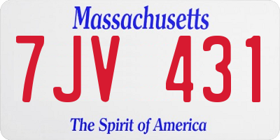 MA license plate 7JV431